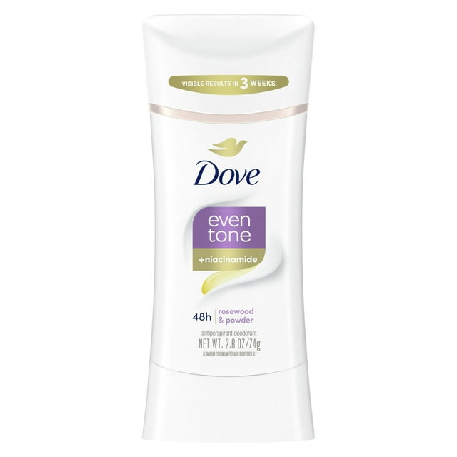 Dove Even Tone Women's Antiperspirant Deodorant Stick, Rosewood & Powder, All Skin Type, 2.6 oz